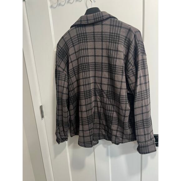 Victoria Secret PINK Plaid Flannel Long Sleeve Fleece Shacket Oversized Size S - Picture 5 of 8